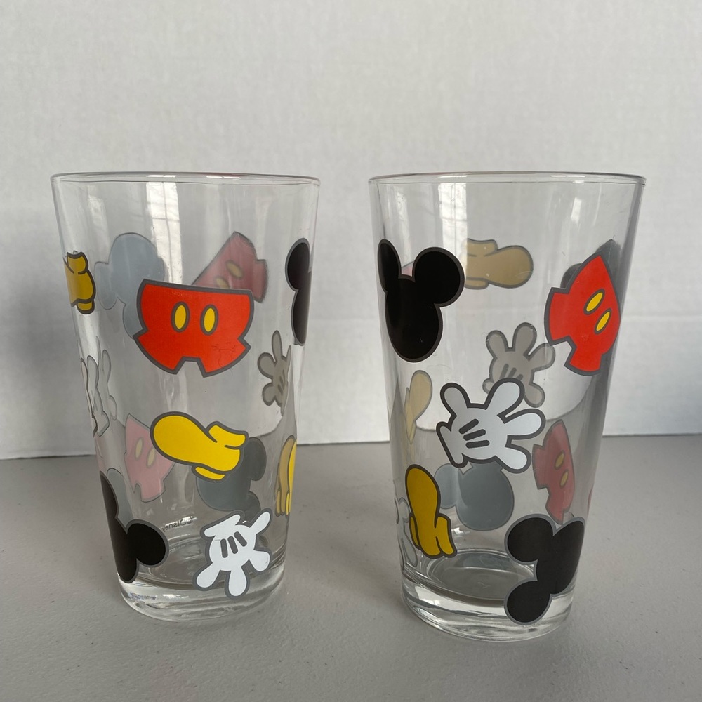 Rare! VTG Disney Mickey Mouse Ears, Gloves Drinking Glasses.